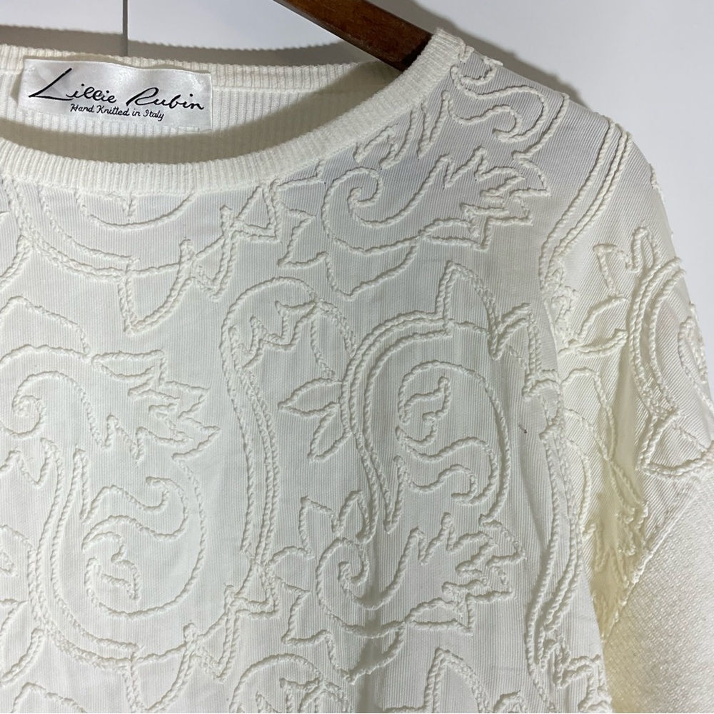 Lillie Rubin Hand Knitted in Italy Long Sleeve Round Neck Pretty Knit Design 44 - Picture 5 of 16